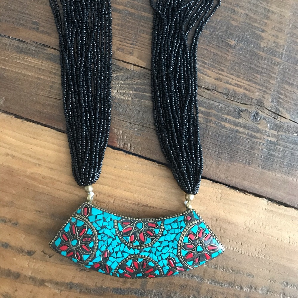 Handmade Black beaded necklace